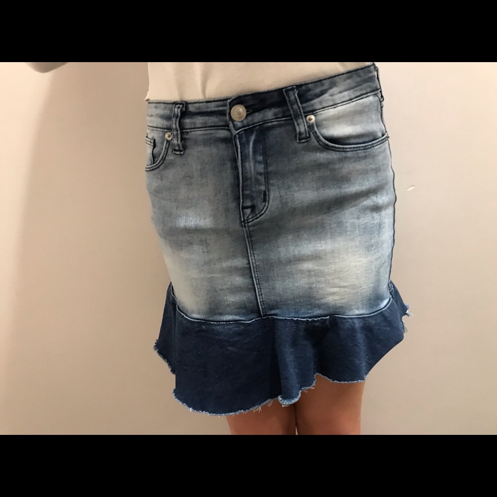 Hudson denim asymmetric mini skirt